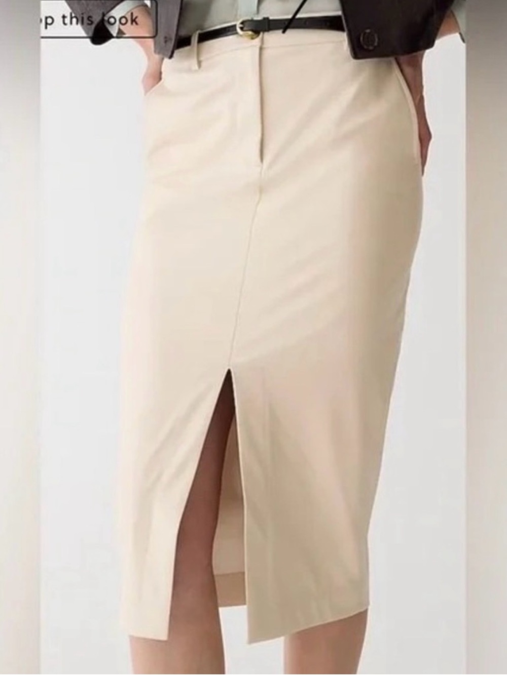 J. Crew NWT faux leather slim skirt, cream, size 12